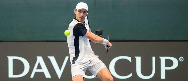 Lukáš Klein počas daviscupového zápasu proti Kolumbii