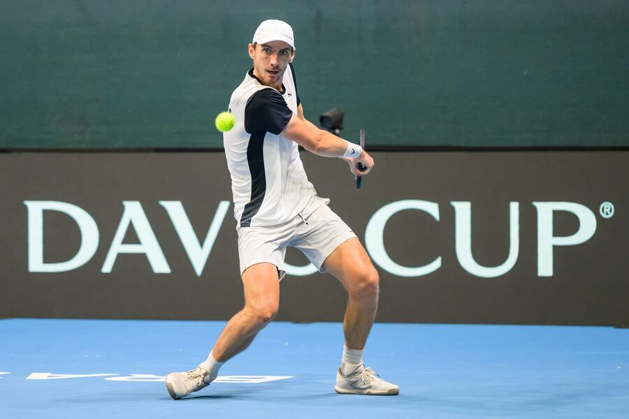 Lukáš Klein počas daviscupového zápasu proti Kolumbii