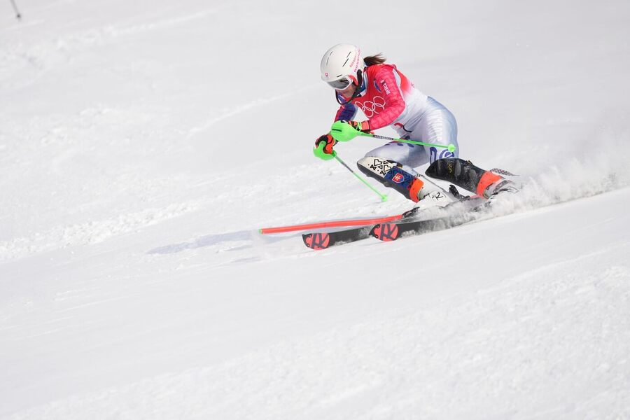 Petra Vlhová v&nbsp;slalome na&nbsp;zimných olympijských hrách.