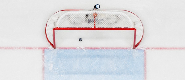 Prázdna hokejová bránka.