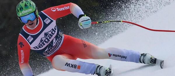 Švajčiar Franjo von Allmen počas Super-G mužov v Garmisch-Partenkirchen v roku 2024