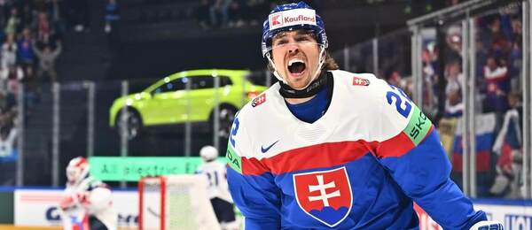 Gólová radosť Kristiána Pospíšila v zápase Slovenska proti Nórsku na MS v ľadovom hokeji 2026