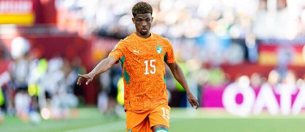 Pravý krídelník Pobrežia Slonoviny Amad Diallo počas zápasu s Nemeckom v 2. kole skupiny E na MS vo futbale 2026