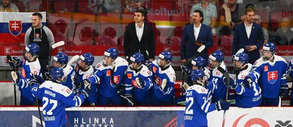Striedačka hokejistov Slovenska do 18 rokov.