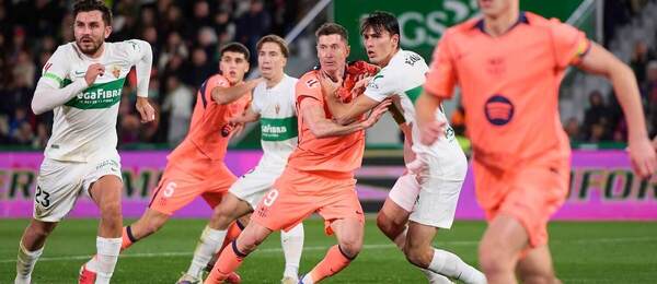 Zápas Elche vs. Barcelona z januára 2026.