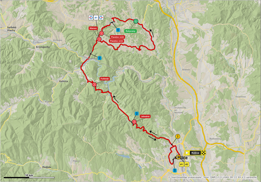 Mapa 1.&nbsp;etapy Okolo Slovenska 2026