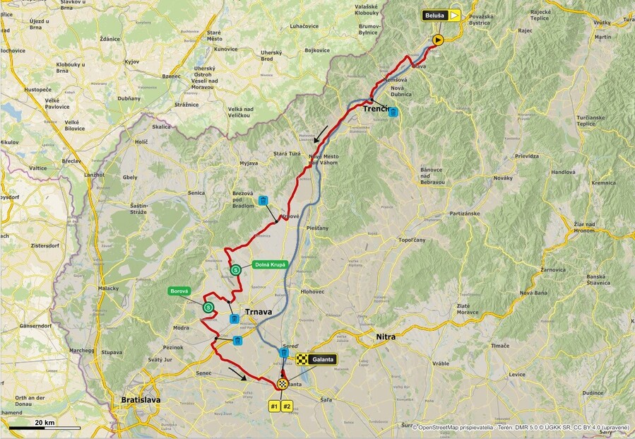 Mapa 4.&nbsp;etapy pretekov Okolo Slovenska 2026