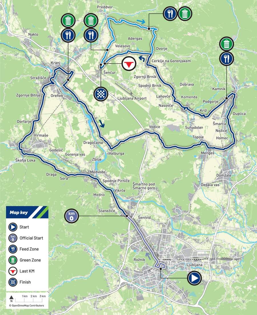 Mapa pretekov žien Elite – ME v&nbsp;cyklistike 2026