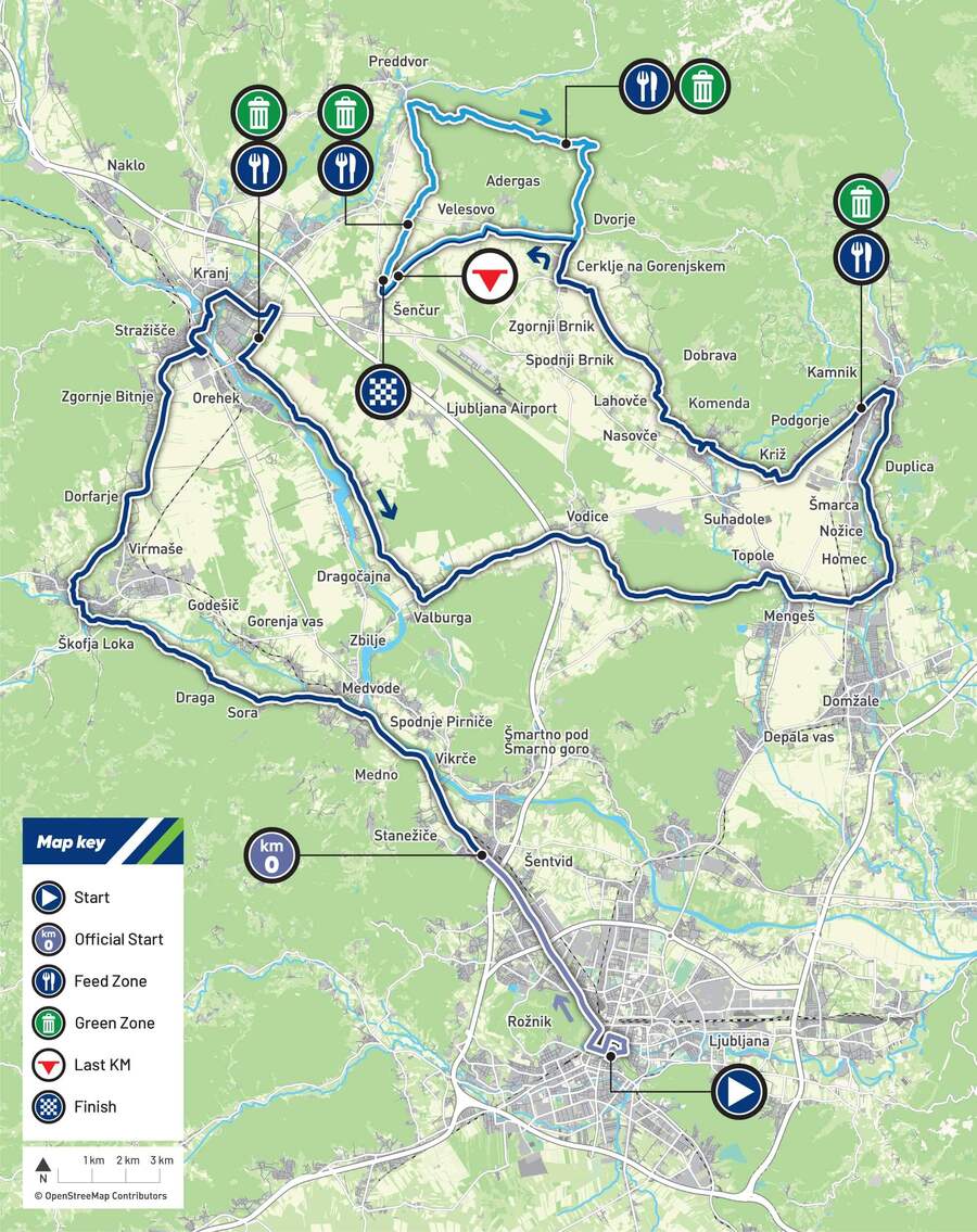 Mapa pretekov mužov Elite – ME v&nbsp;cestnej cyklistike 2026