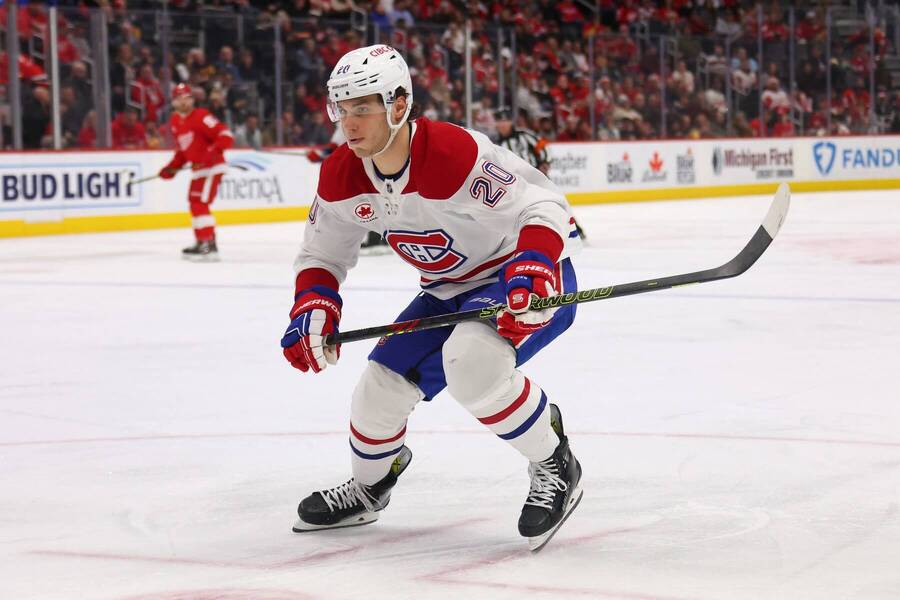 Juraj Slafkovský v&nbsp;zápase proti Detroit Red Wings.